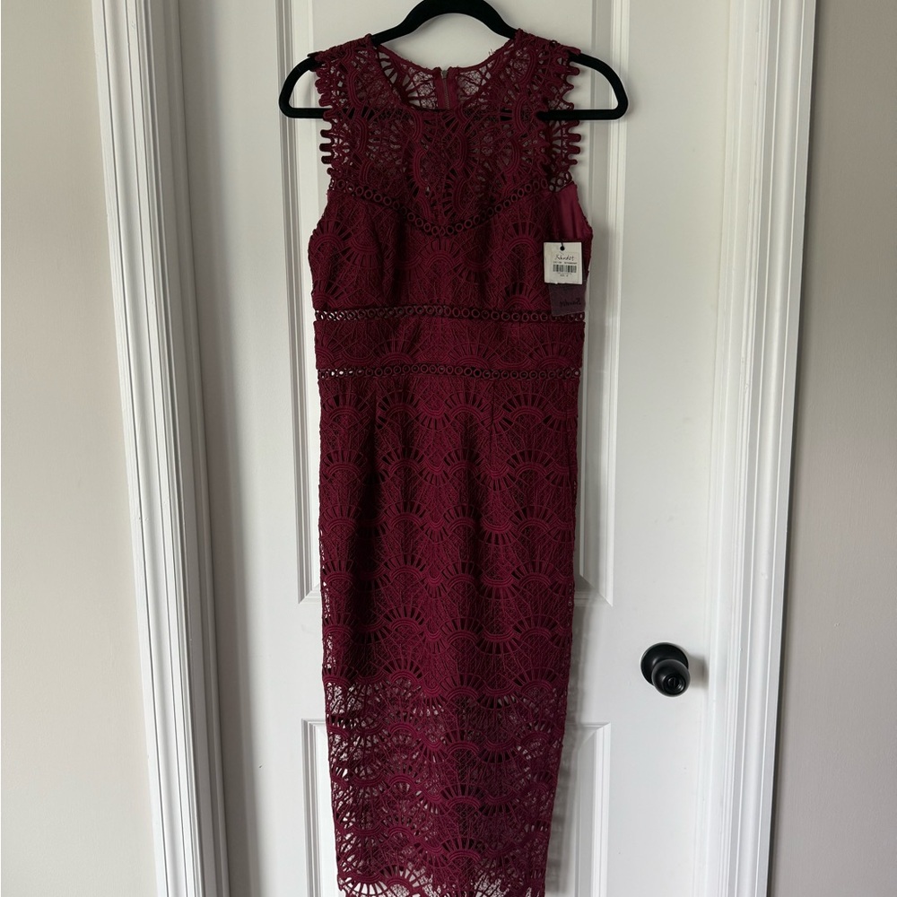 Bardot Burgundy Sleeveless Sheath Dress